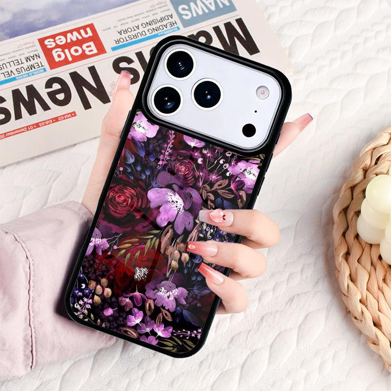 Midnight Floral Phone Case For IPhone 17 16e 15 14 13 12 11 Pro Max Air Mini Soft Protective Cover