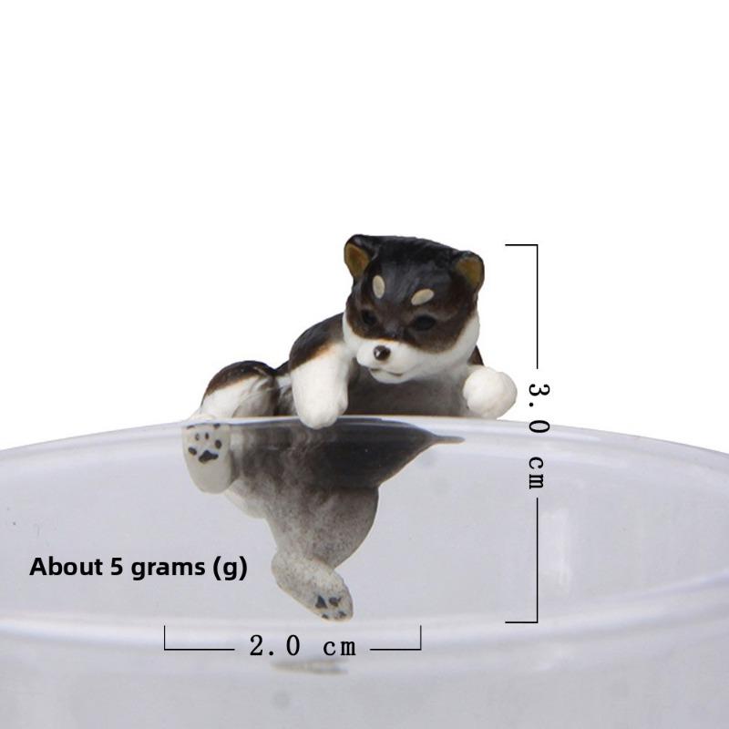 Realistic Warm-colored Super Cute Shiba Inu Seaweed Ball Cup Garden Landscape Figurine Cup Rim Figurine