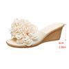 Fashion Chunky White Floral Wedges Sandals Women Summer 2025 Beach Vocation Slip On Open Toe Rome Shoes Woman High Heels Slippers 43
