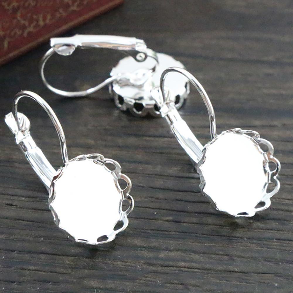 

12mm 14mm 18mm 20mm 10pcs 8 Colors Plated French Lever Back Earrings Blank/Base,Fit 12-20mm Glass Cabochons,;Earring Bezels 12mm серебряный
