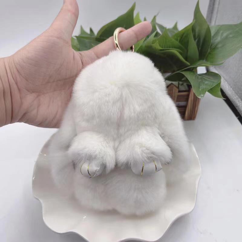 Rex Rabbit Fur Plush Keychain: Cute Rabbit Pendant Toy for Bag or Car