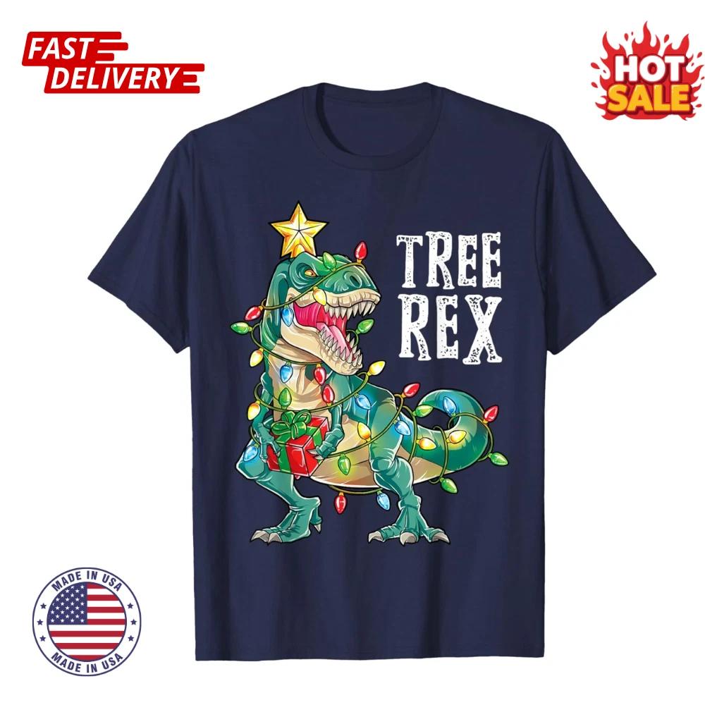 Tree Rex Funny Dinosaur Christmas Pajamas Xmas Party Inspired Unisex T shirt NEW S