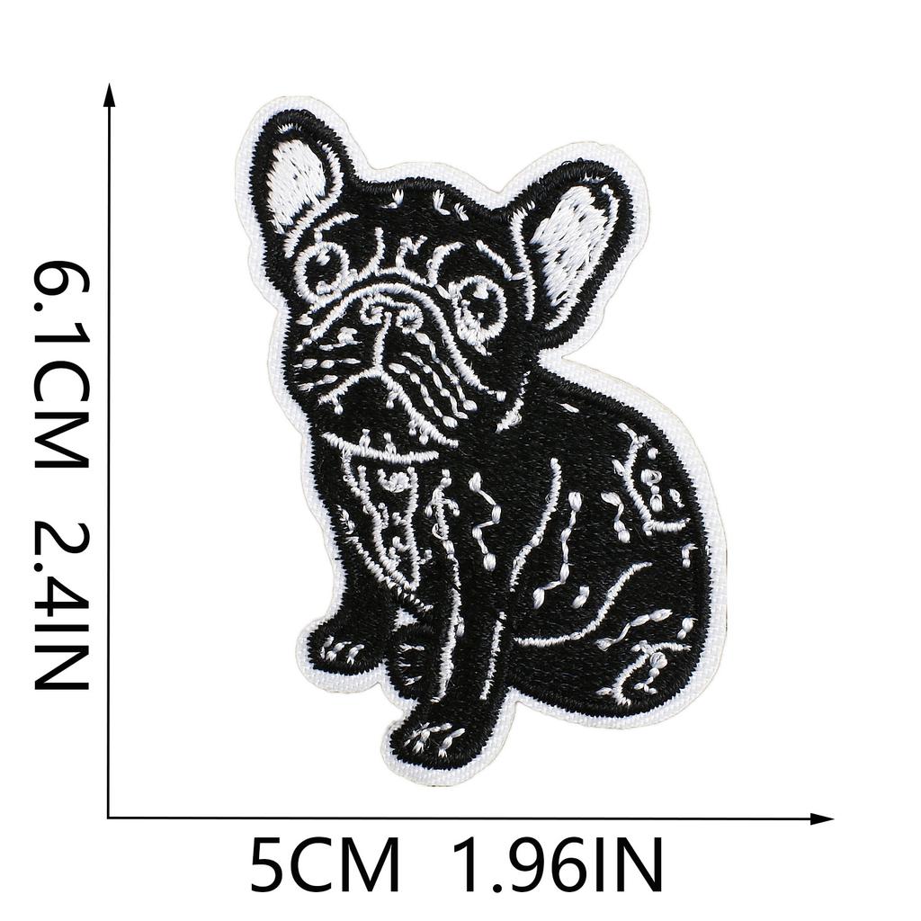 Wind Chime Embroidery Cloth Sticker Cute Bulldog Bag Decorative Patch Sticker Art Embroidery Label Red Lip Stamp Sticker