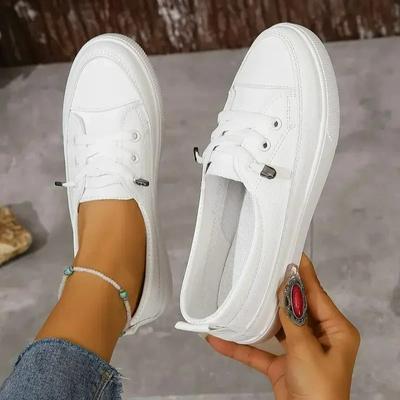 Chaussures de Mode pour Femmes Cuir PU Léger Chaussures Décontractées Chaussures Simples à Décolleté Bas Baskets pour Femmes Chaussure Vulcanisée à Plateforme Ballerines de Marche