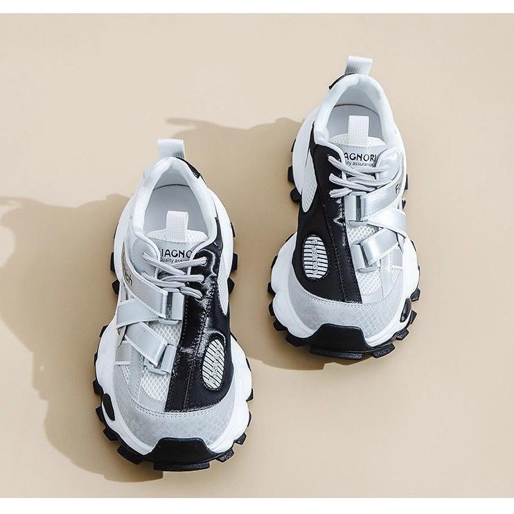 [Youshilai] 2025 autumn new color matching dad shoes women's thick-soled non-slip lace-up fried street casual sports shoes