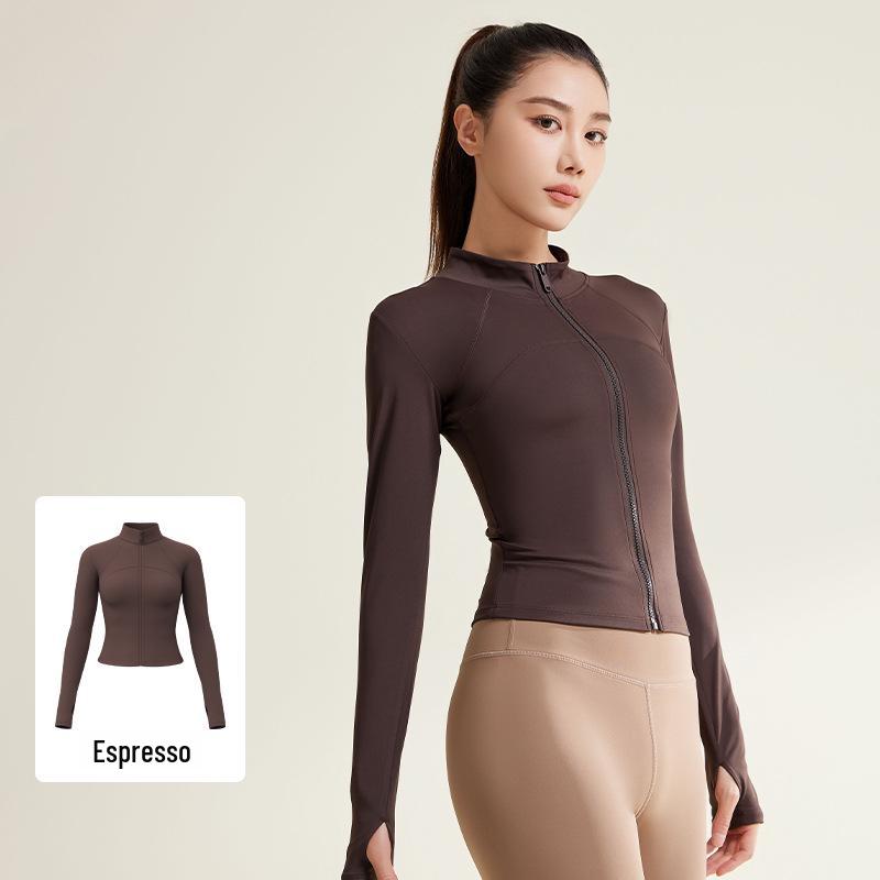 Juyi Hall Colorblock Slim Fit Yoga Jacket with Thumb Holes - Autumn/Winter Fitness Top