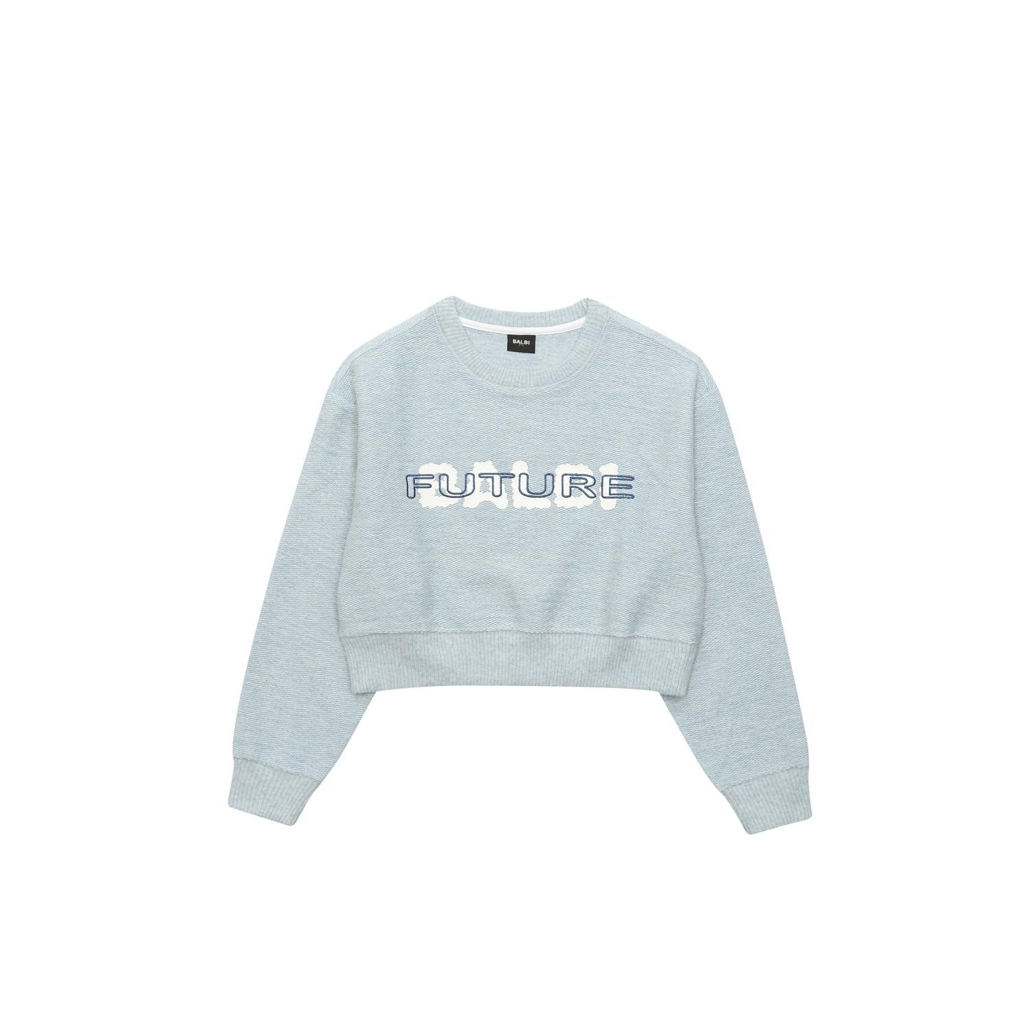 Balbi Lettering Semi-Crop Wool Knit Sweatshirt Blue/M