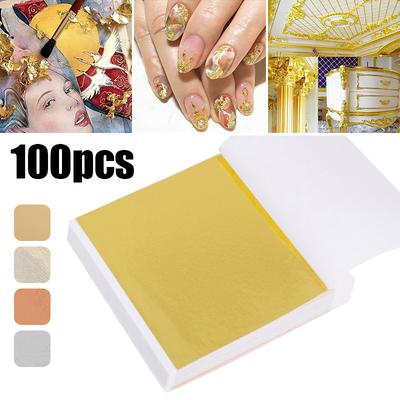 100 sztuk Imitacja Złota Folia Papierowe Liście do Pozłacania Meble Linie Ściana Rzemiosło Dekoracja Domu Ślub Impreza Prezent DIY Paznokcie