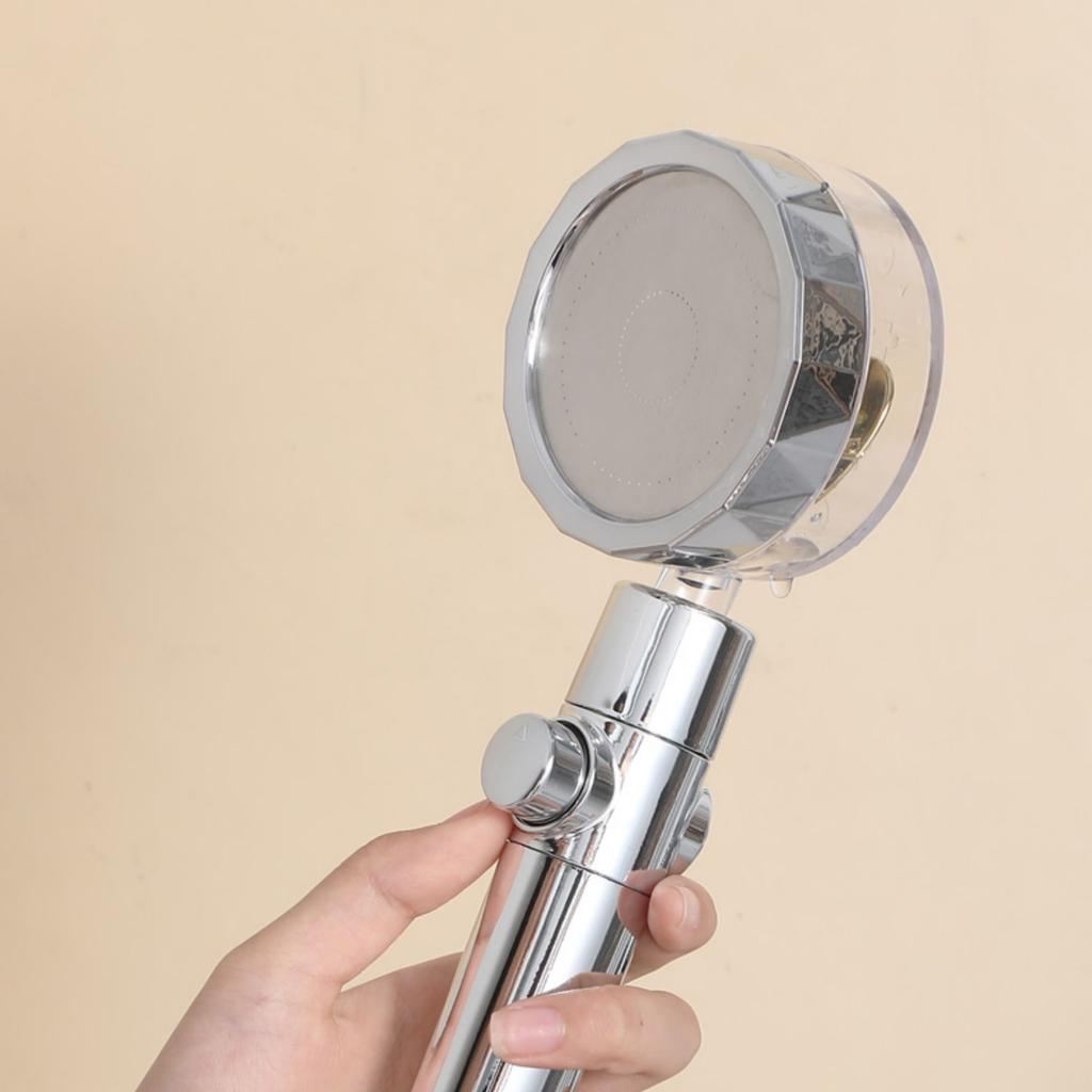 Shower Head Water Saving Flow 360° Rotating W/Fan ABS High Pressure Spray Nozzle