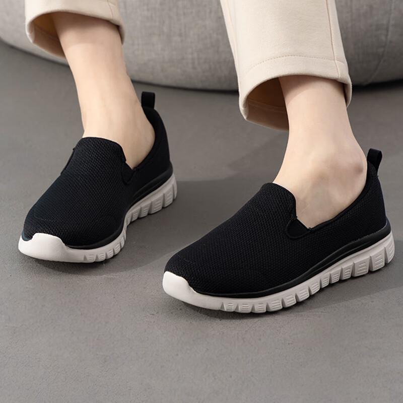 Skechers Women s 100842-BKW Black Walking Shoes US 6.5