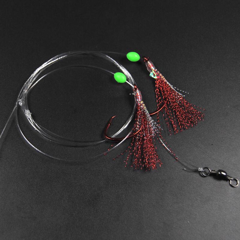 4 torby 3/0 4/0 5/0 czerwony nikiel okrągły haczyk duży Flash Sabikis łapacz dorsza sprzęt wędkarski z koralikiem Lumo sprzęt do połowów morskich
