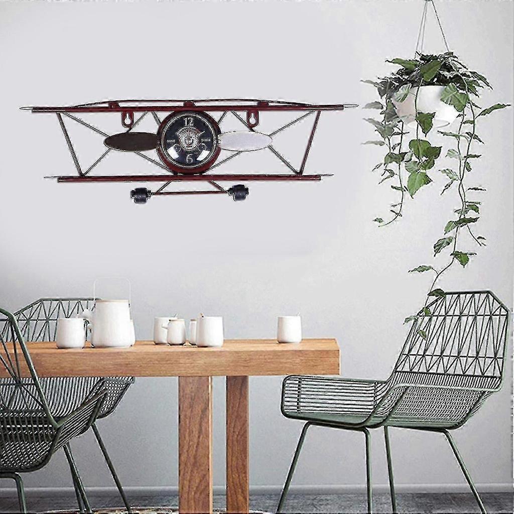Creative Retro Aircraft Clock, Living Room, Dining Wall, Wall Decoration, Wall Hanging, Iron Orname