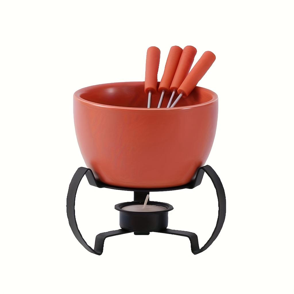 Porcelain Hot Pot Set Chocolate,Cheese Fondue with Candle Holder Kitchen Accessories for Dessert Service