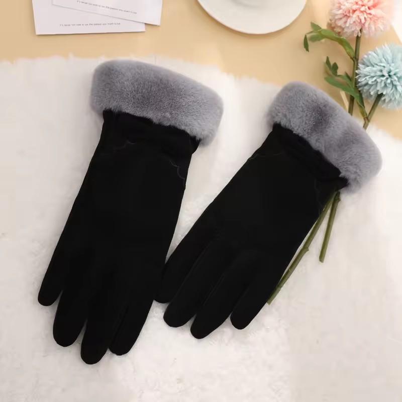 Fashionable Cute Women Ladies Custom Winter Outdoor Touchscreen Winter Warm Thermal Gloves чёрный