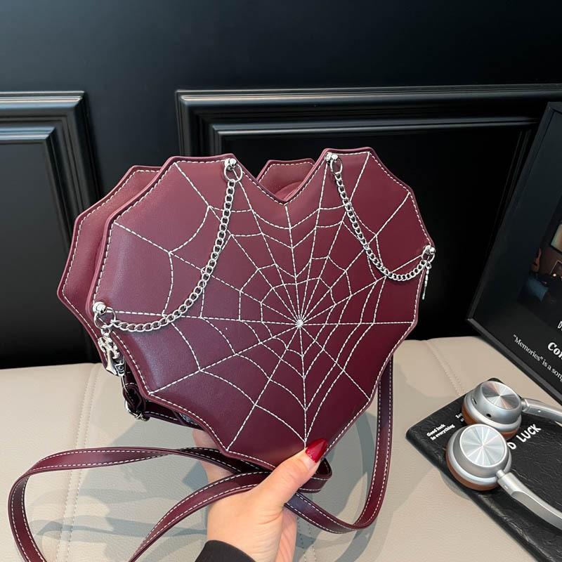 Niche Special-shaped Bag Sweet Girl Cool Spicy Style Love Cross-body Personalized Dark Spider Web Shoulder Female красный