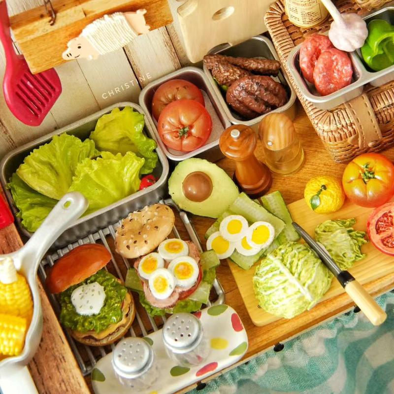 1 Set Küchenaufbewahrungsbox Geschirr Dekor 1/6 Puppenhaus Mini Frischhaltebox Brotdose Modell Miniatur Gemüsevorbereitung