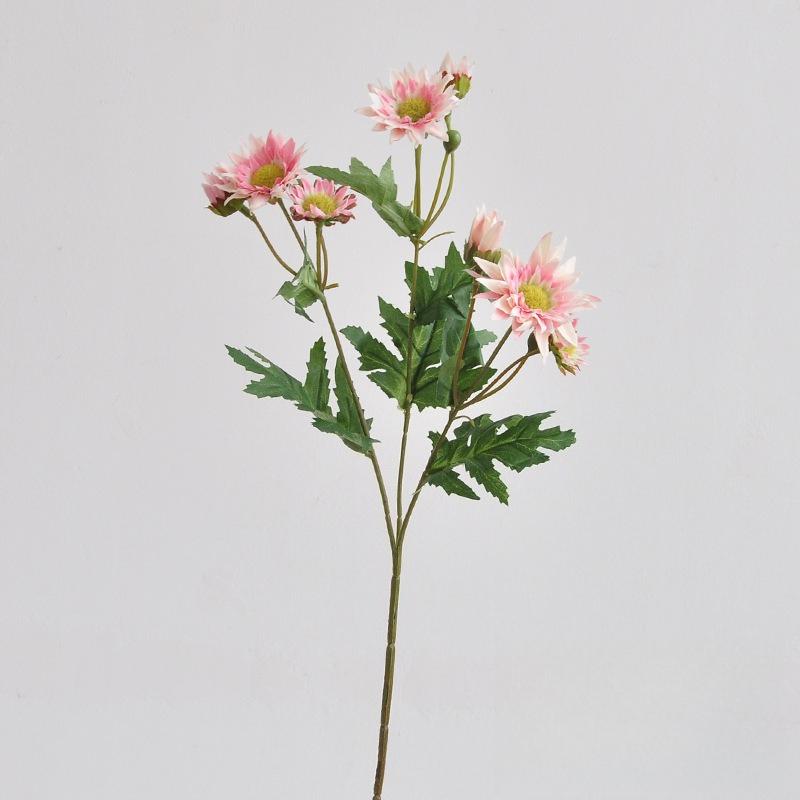 

10pcs Simulation Daisy Branch Silk Fake Flowers Green Plant Pink Wild Chrysanthemum Artificial Flower Restaurant Decoration рожевий