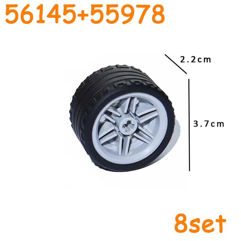 Technical Tire Wheel Car Truck Wheels Hub Block Bricks MOC Motorcycle Tyre Rim Brick Playset 56145 44309 86652 32019 15038 23798