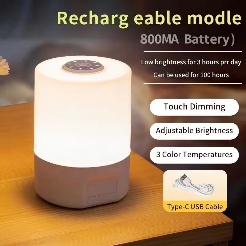 Rechargeable LED Night Light with 3 Colors Rechargeable Night Light Clock 1200mA for Bedroom Decor 2.4