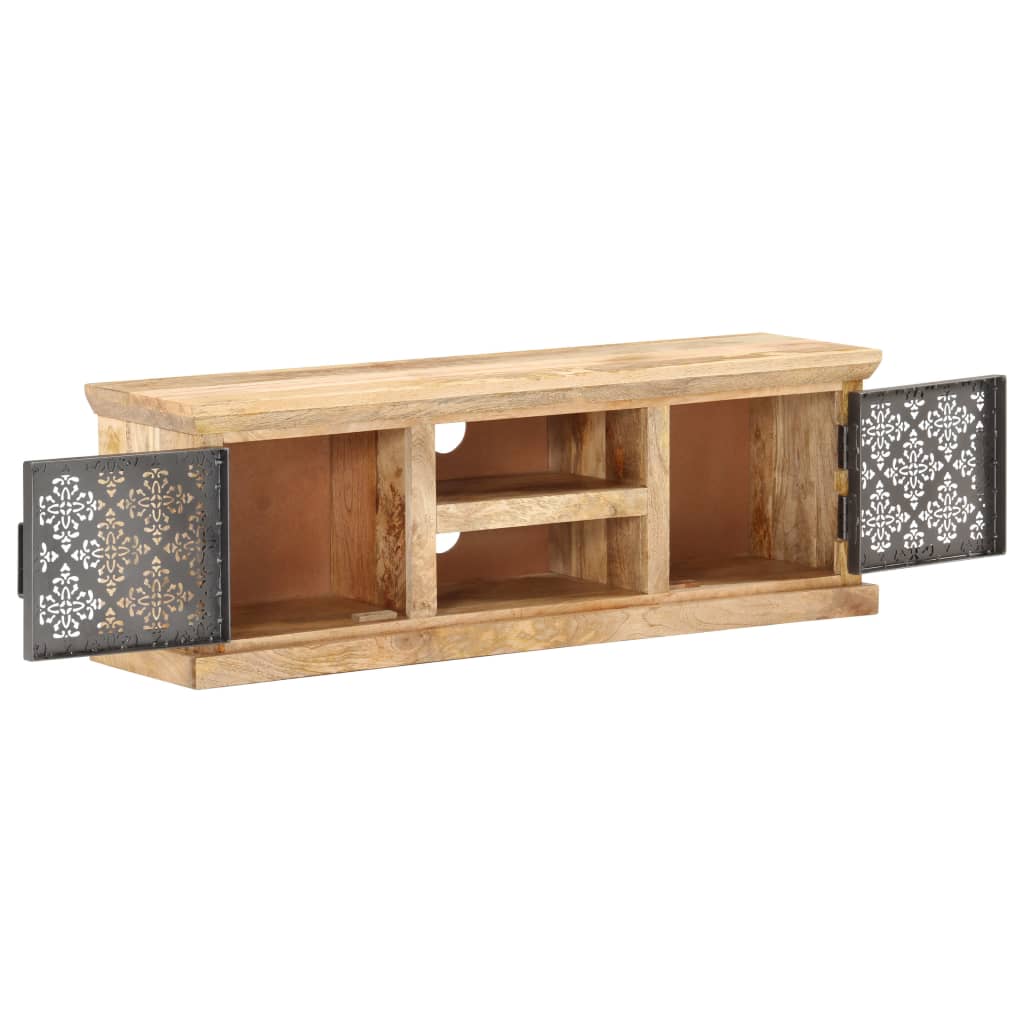 TV Cabinet with Steel Doors 120 X 30 X 40 Cm Solid Mango Wood
