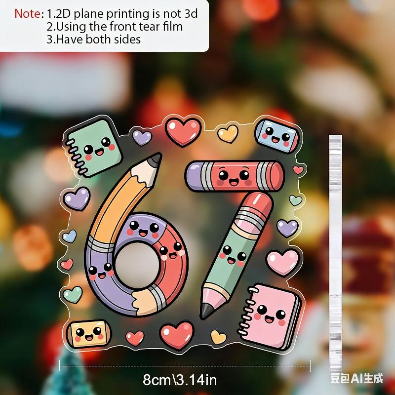 2D Flat Number 67 Shaped Acrylic Decorative Sign, Pencil-Shaped Design, Suitable for wall decoration, porch, room, villa, accents Home, Hallway, or Wo