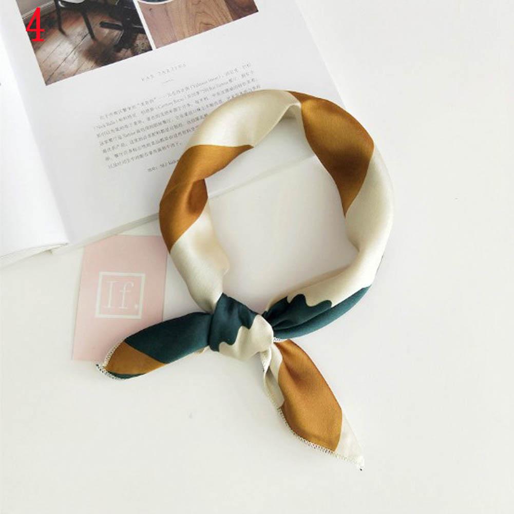

Women Small Satin Silk Scarf Triangle Pleated Solid Color Scarf Neck Hair Tie Band Handkerchief Bows Tie Scarves Female Foulard