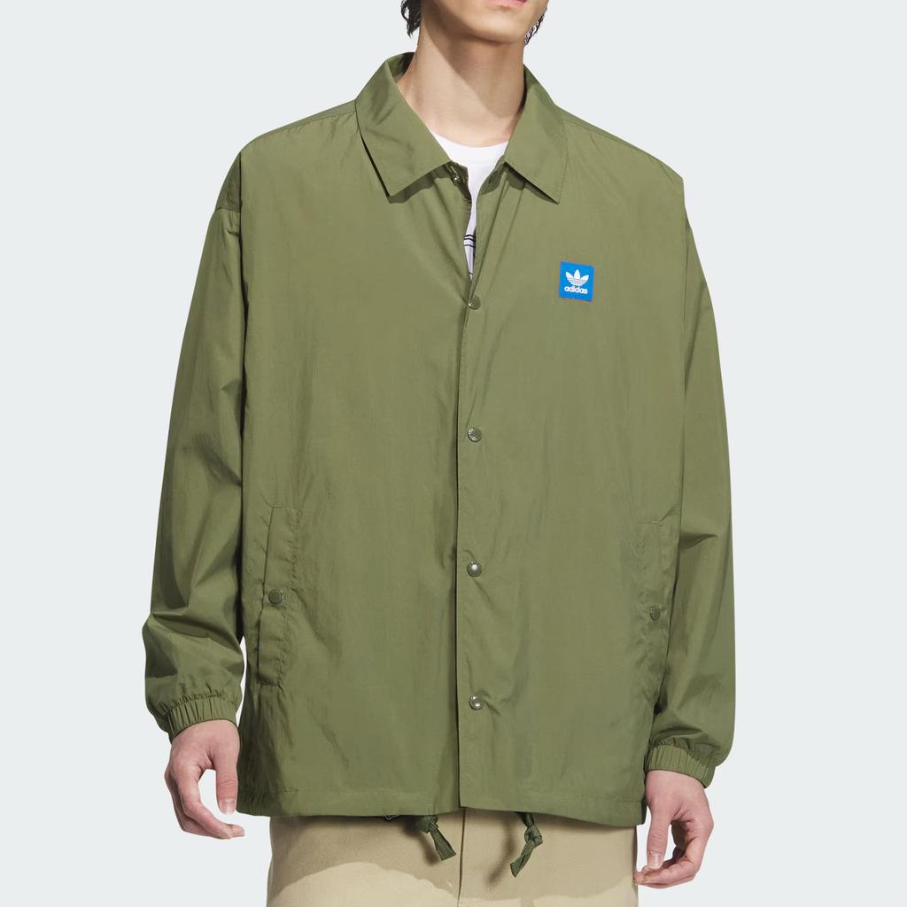 Adidas Originals City Skate Retro Sports Solid Color Long Sleeve Jacket Men Jacket Olive-Green Dark-Green JC6842