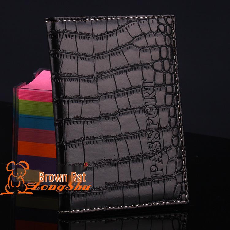 Crocodile Pattern Leather Passport Holder - PU Leather Travel Cover