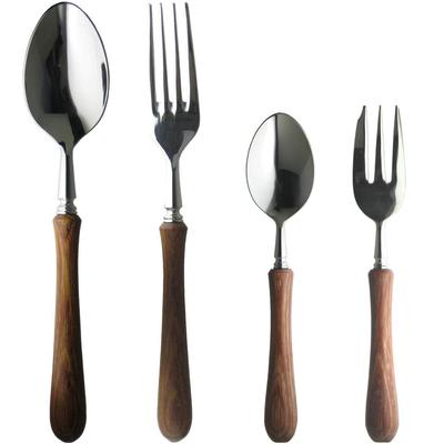 Nagao Boston Dinner Cutlery 4 Stainless Laminated Reinforced Made In Japan Tsubame-Sanjo Set, Pieces, 18-8 Steel, Wood,