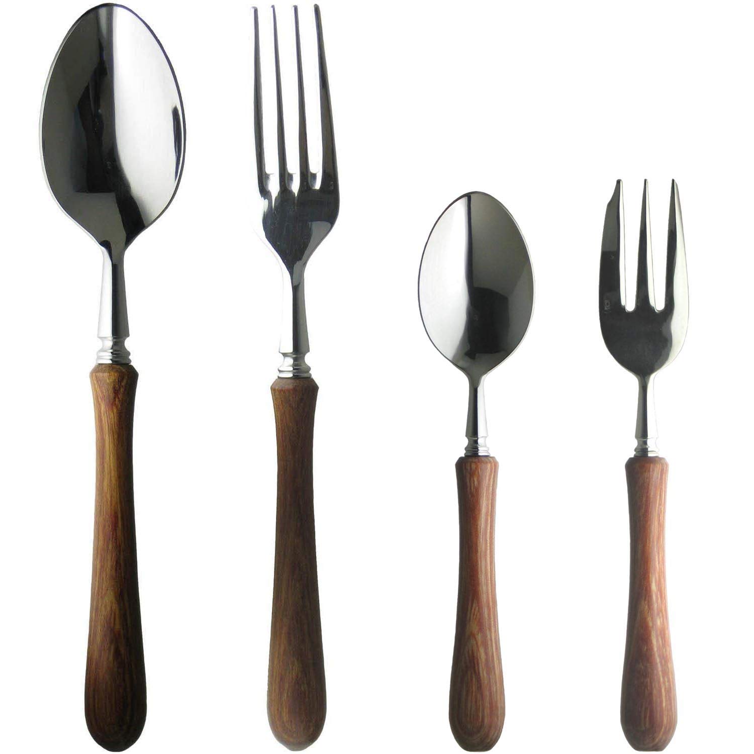 

Nagao Tsubame-Sanjo Boston Dinner Cutlery Set (4 pieces), 18-8 Stainless Steel and Laminated Wood, Made in Japan