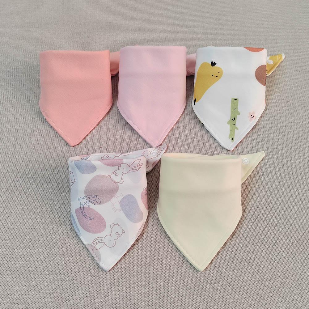 

5pcs/lot Baby Bibs Triangle Double Cotton Bibs Cartoon Print Saliva Towel Baby Boys Girls Feeding Apron Cotton Bandana Bibs