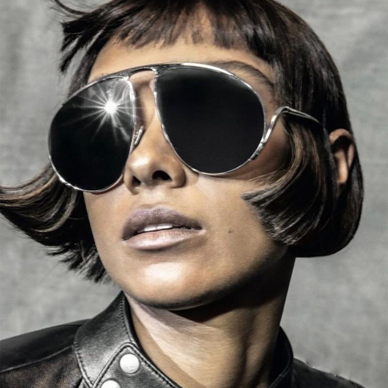 Non-polarized Oversized Pilot Punk Mask Sunglasses Women BigLuxury Brand Oval Metal Frame Steampunk Sun Glasses for Ladies Shades