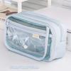 Multi-layer Transparent Pen Bag Zipper Stationery Box Transparent Pencil case  School