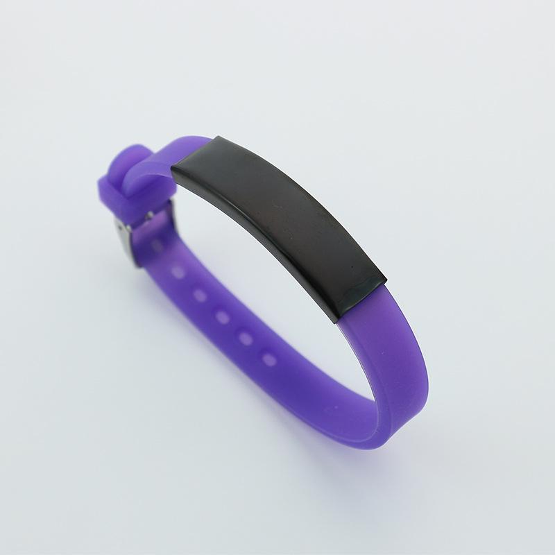 

Multi-color Soft Silicone Wristband: Fashionable, Simple Couple Jewelry with Engravable Stainless Steel Bracelet фіолетовий