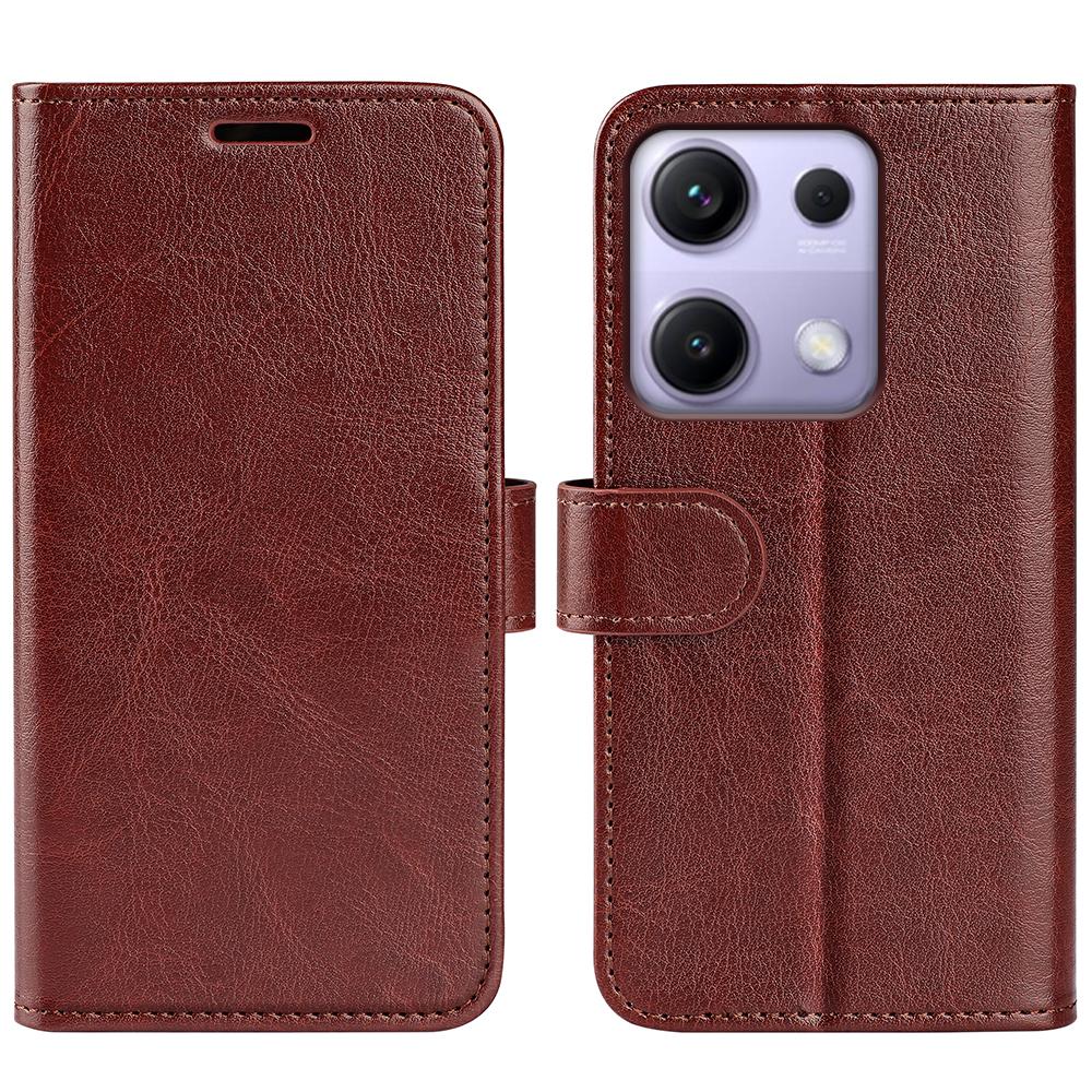 

For Xiaomi Redmi Note 14S 4G Case Crazy Horse Texture Stand Leather Phone Cover Brown