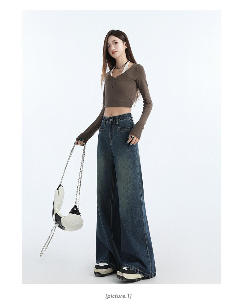 Gedijie Spring Wide Leg Trumpet Jeans for Women