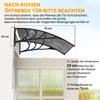 Front Door Canopy Outdoor Awning Aluminium Rigid Plastic Polycarbonate Rain Shelter UV Water Rain Resistant 100 X 75cm Black