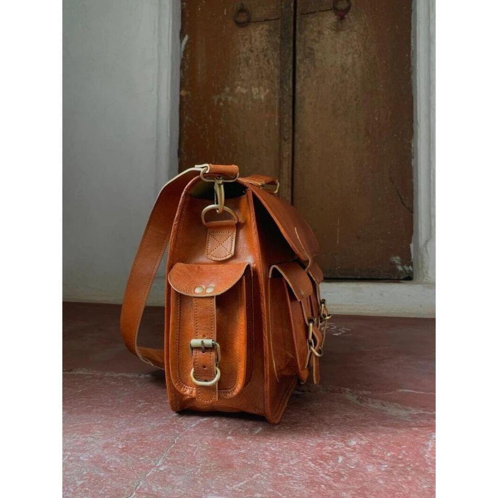 Bag Laptop Leather Genuine Briefcase Messenger Vintage Men Satchel Shoulder Men