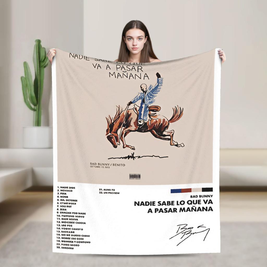 DTMF Mas Fotos Puerto Rico Frog Bad Bunny Album Blanket Soft Plush Throw Blanket For Kids Bedroom Flannel Bedspread Bed Cover