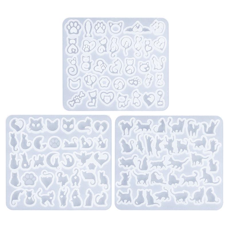 DIY Crystal Epoxy Mini Cat Stud Earrings Silicone Mold, Kitten Series Ear Jewelry Earrings Mold