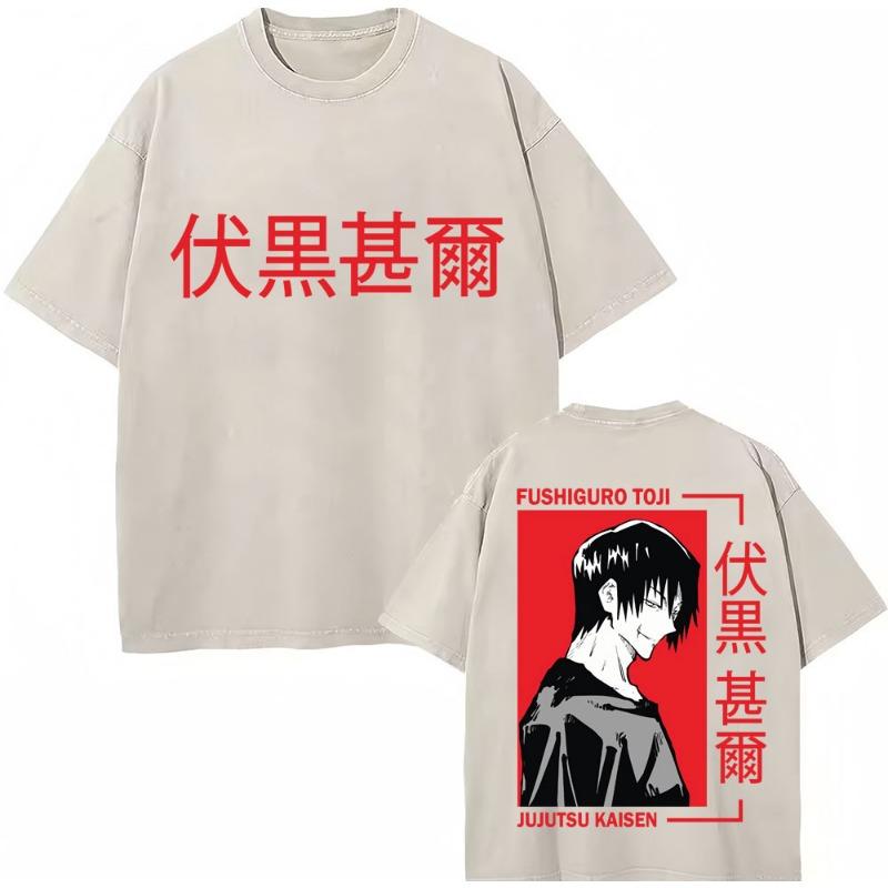 Japan Anime Jujutsu Kaisen Washed T Shirts Satoru Gojo Geto Suguru T-shirt Casual Cotton Oversized Harajuku T Shirt Fans Gifts