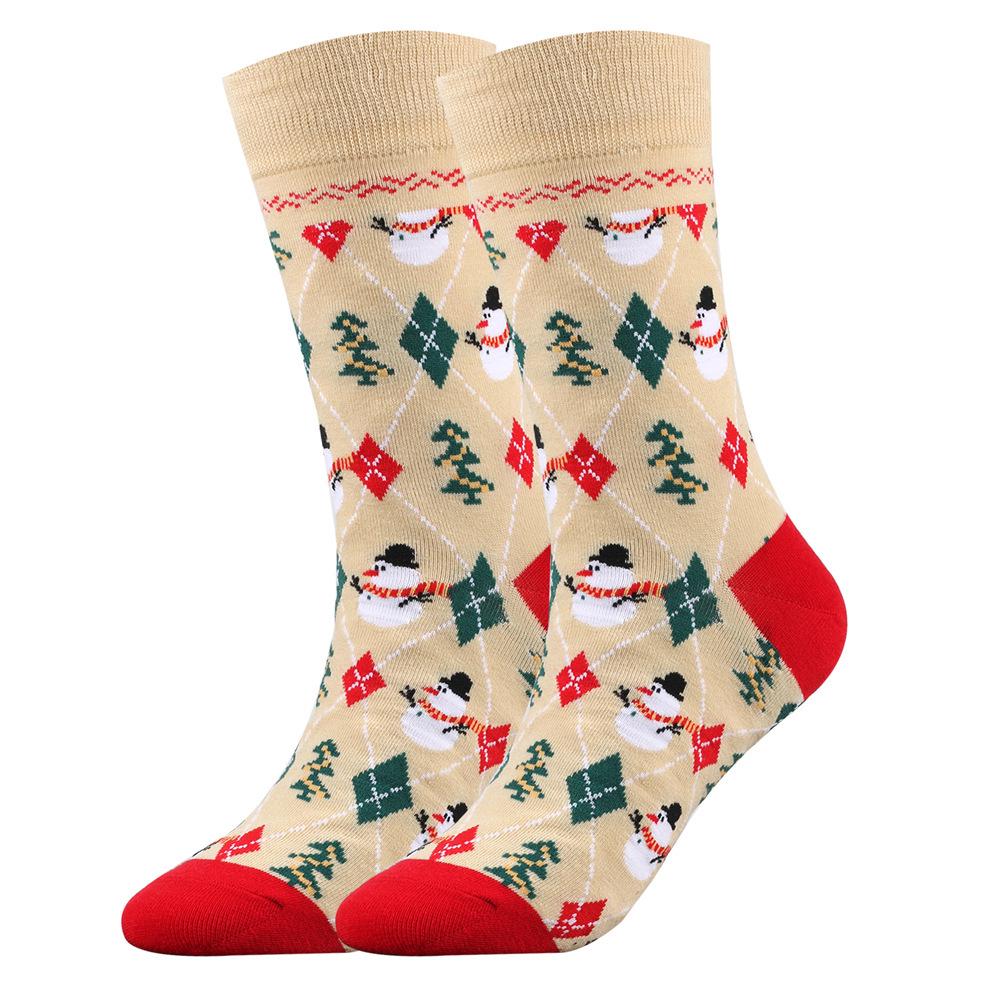 Chaussettes de Noël en Coton Européennes et Américaines - Chaussettes Mi-Mollet Imprimées pour Hommes et Femmes