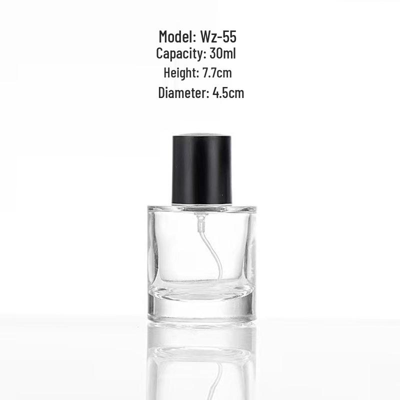 50ml Transparent Cylindrical Perfume Bottle with Snap-On Spray