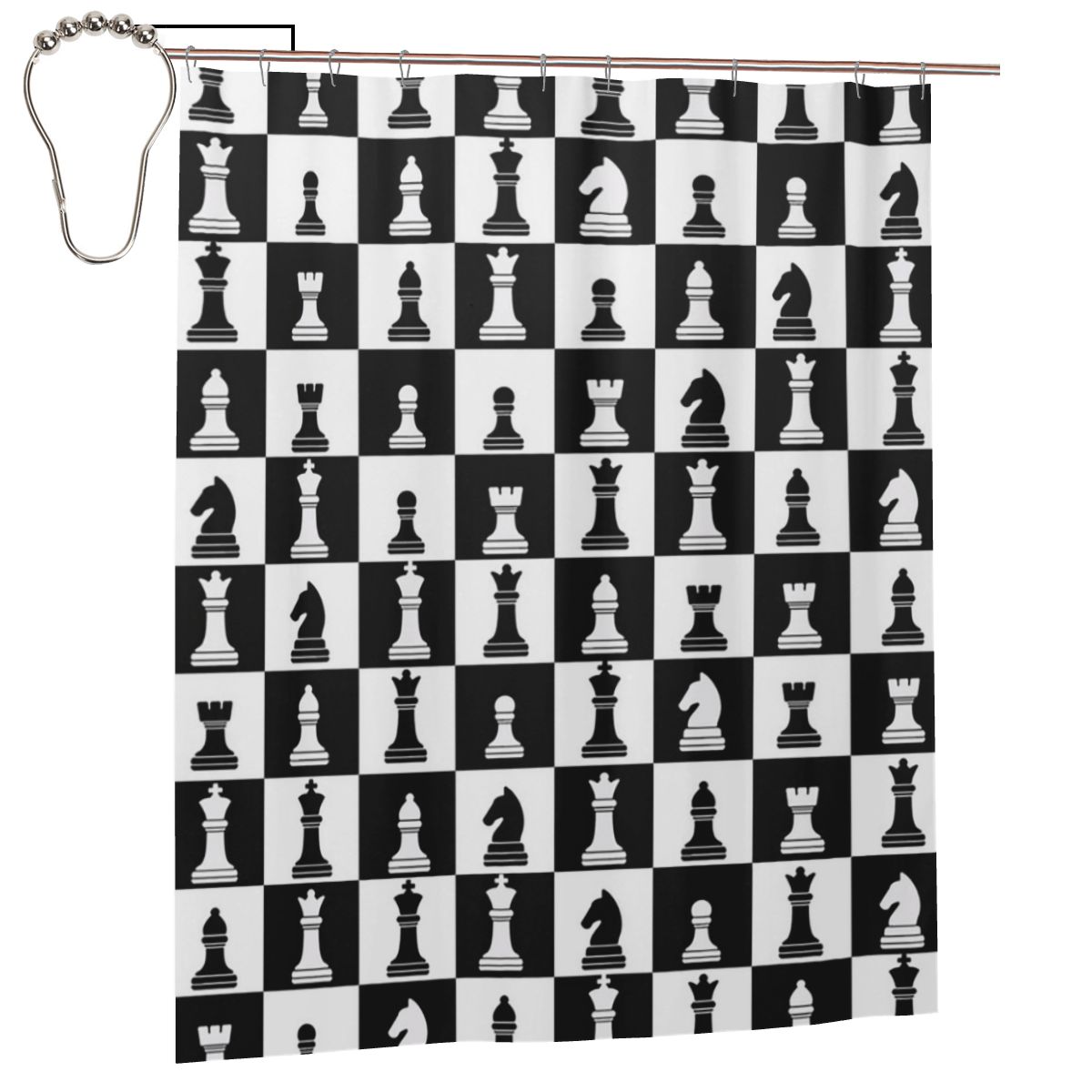 

Black And White Chess Board Pattern (12) Shower Curtain Bathroom Polyester Waterproof Bath Curtains With Hooks W60H190(CM)-1 Pcs