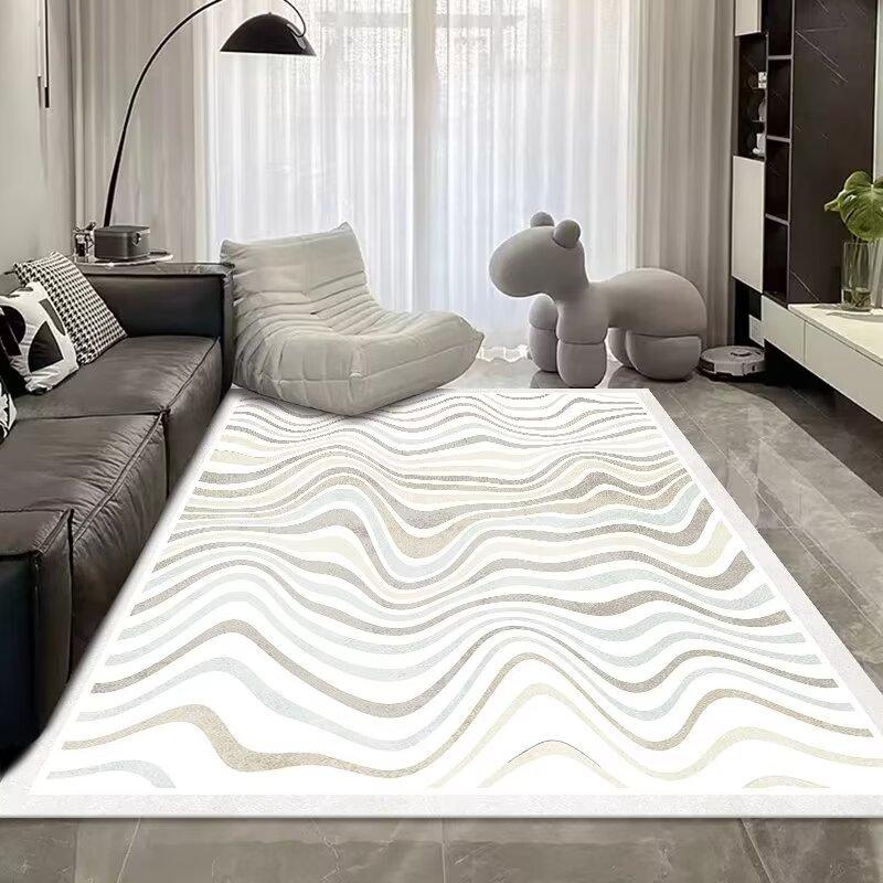 Light Luxury Abstract Living Room Crystal Velvet Carpet, Large Area Bedroom Full Of Floor Mats, Living Room Sand Coffee Table Carpet