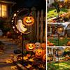 Decorative Metal Yard Stakes Solar Halloween Garden Stake Light, Auto On/Off Crescent Moon Black Cat with Hanging Waterproof Wrought Iron