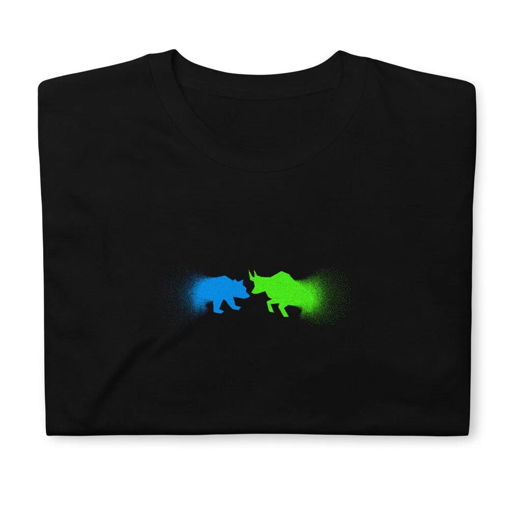 Bullish & Bearish Blue + Green Logo T- Shirt Stock Trader Trading Tee S