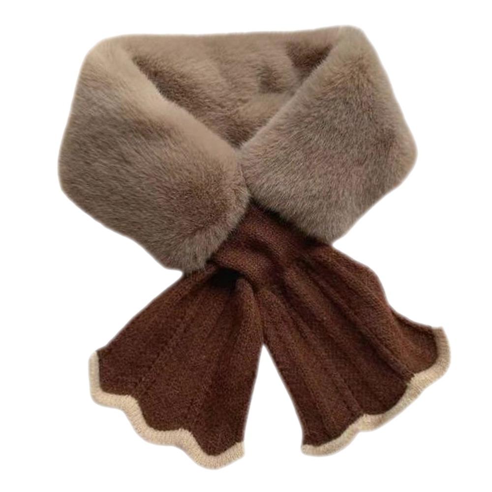 Comfortable Faux Rabbit Hair Winter Scarf Thick Soft Knit Scarf Windproof Silky Neck Guard Scarves Outdoor Neckwear
