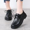 Platform Loafers Single Shoes British Style Small Leather Shoes Spring Thick Heel Lace-Up College Shoes Women