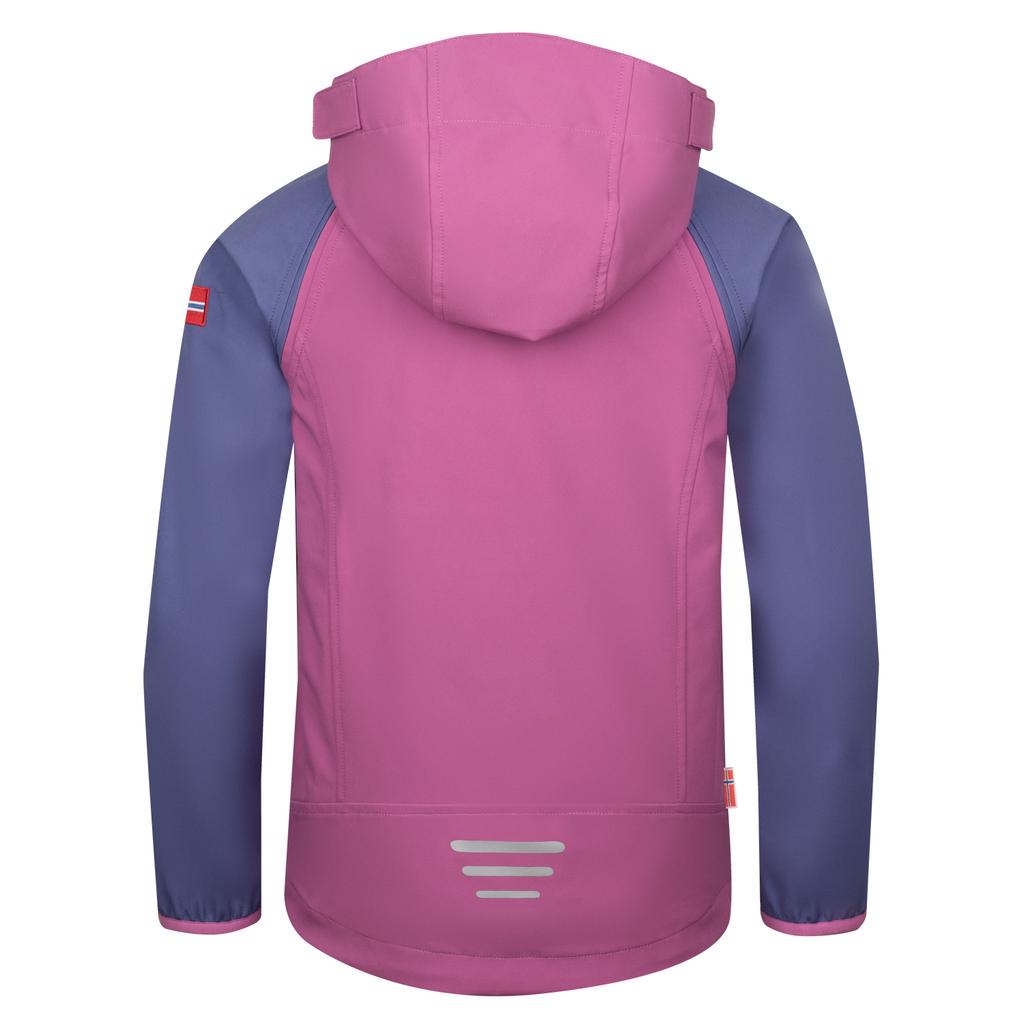 Children's Softshell Jacket for Boy/girl Trollkids Kids Rondane Zip Off Jacket XT Mallow Pink/violet Blue (819-242)
